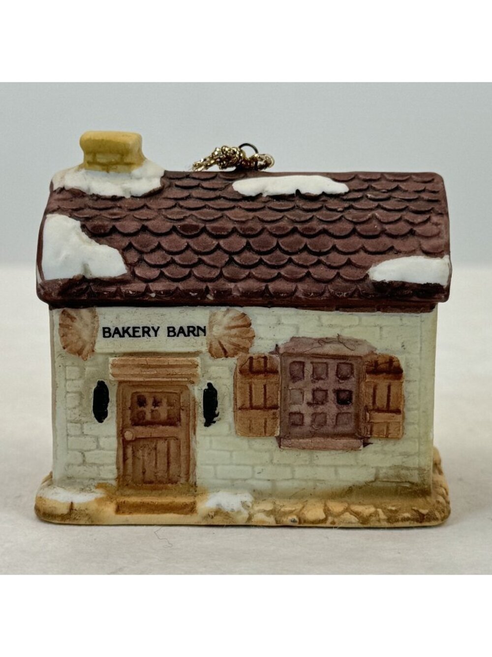 Vintage 1989 Brinn's Bakery Barn 2.5" Porcelain Ornament Christmas Village